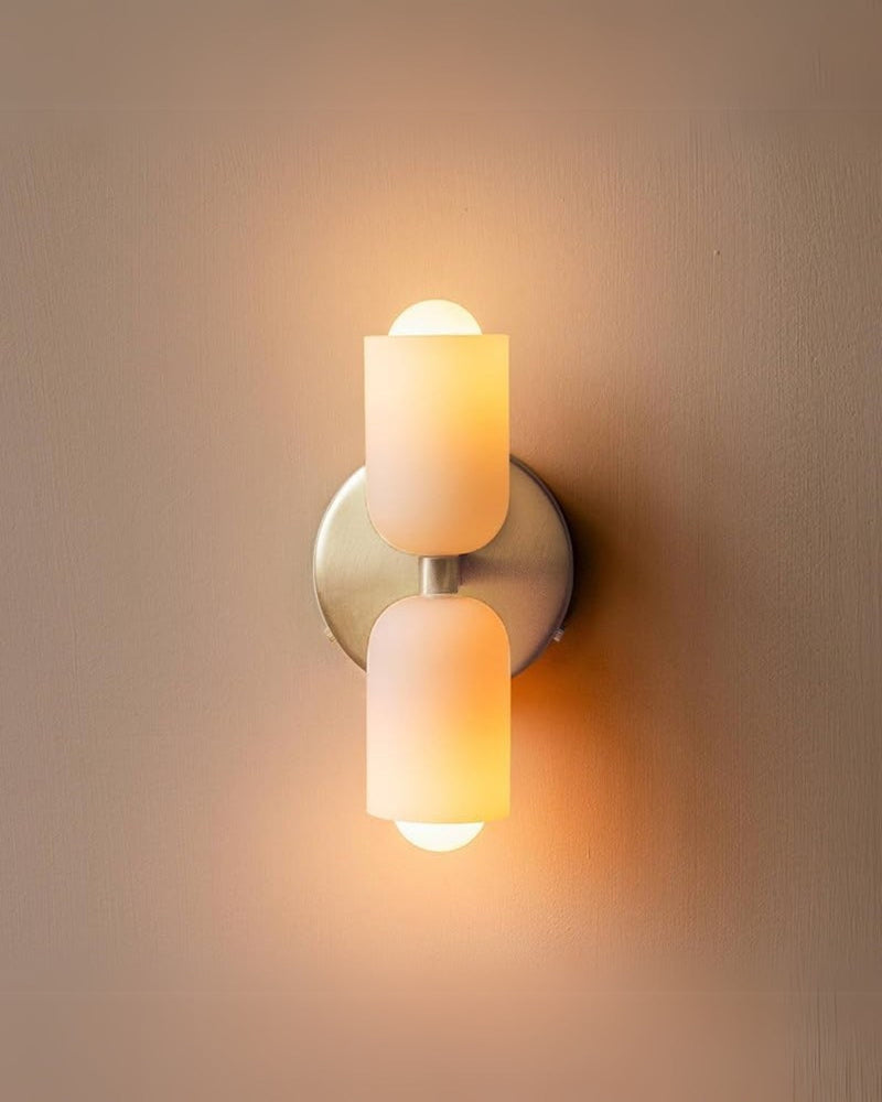Double-Head Frosted Glass Wall Sconce with Soft Ambient Lighting