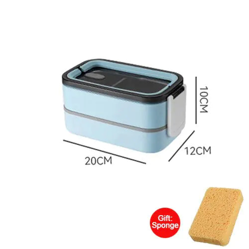 Two-Tier Stainless Steel Bento Lunch Box with Divided Trays