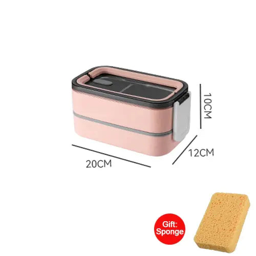 Two-Tier Stainless Steel Bento Lunch Box with Divided Trays