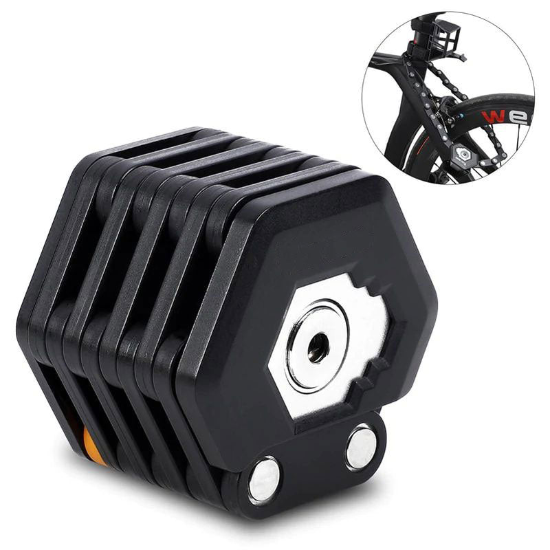 Foldable Bicycle Security Lock with Frame Mount & Keyed Locking System