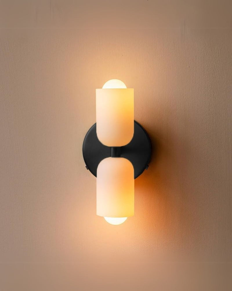 Double-Head Frosted Glass Wall Sconce with Soft Ambient Lighting