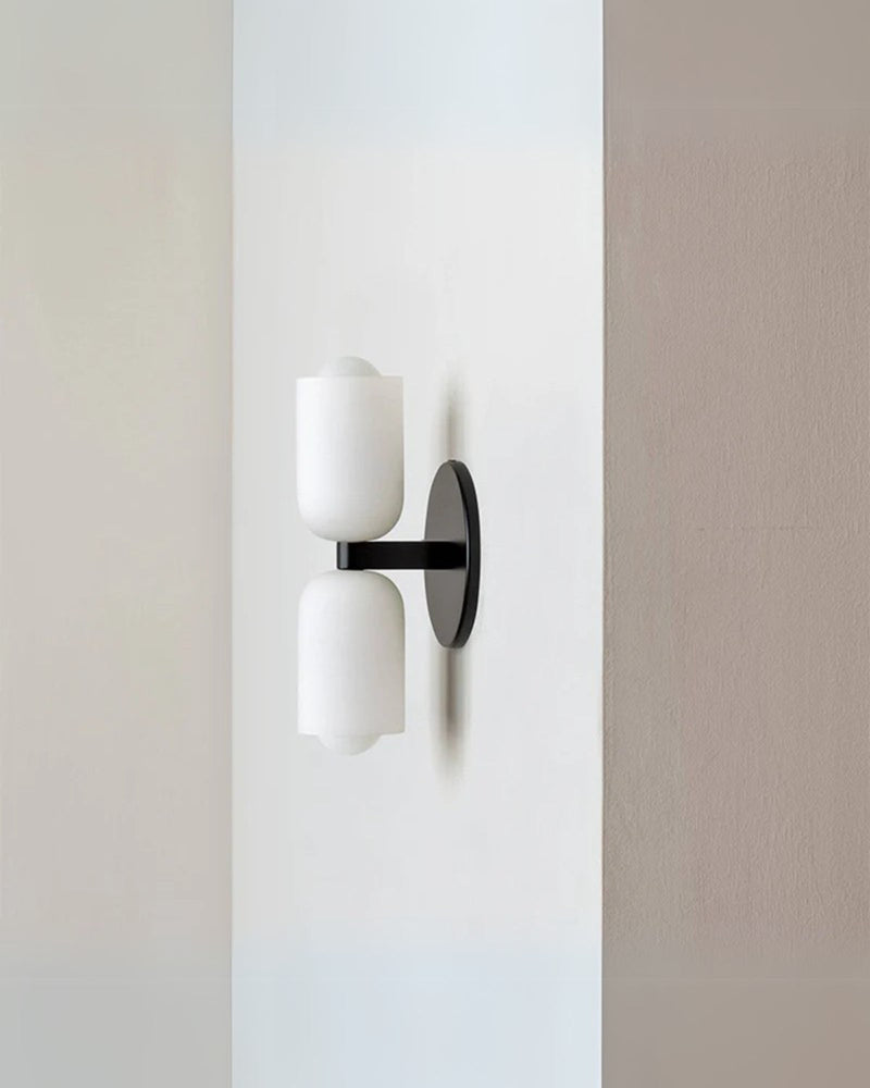 Double-Head Frosted Glass Wall Sconce with Soft Ambient Lighting