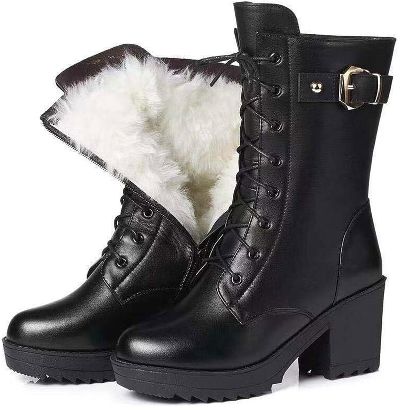 Ladies' Winter Boots with Faux Fur Lining – Waterproof Non-Slip Ankle Boots for Cold Days
