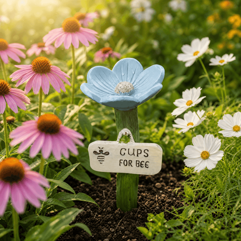 Flower-Shaped Bee & Butterfly Watering Garden Stake