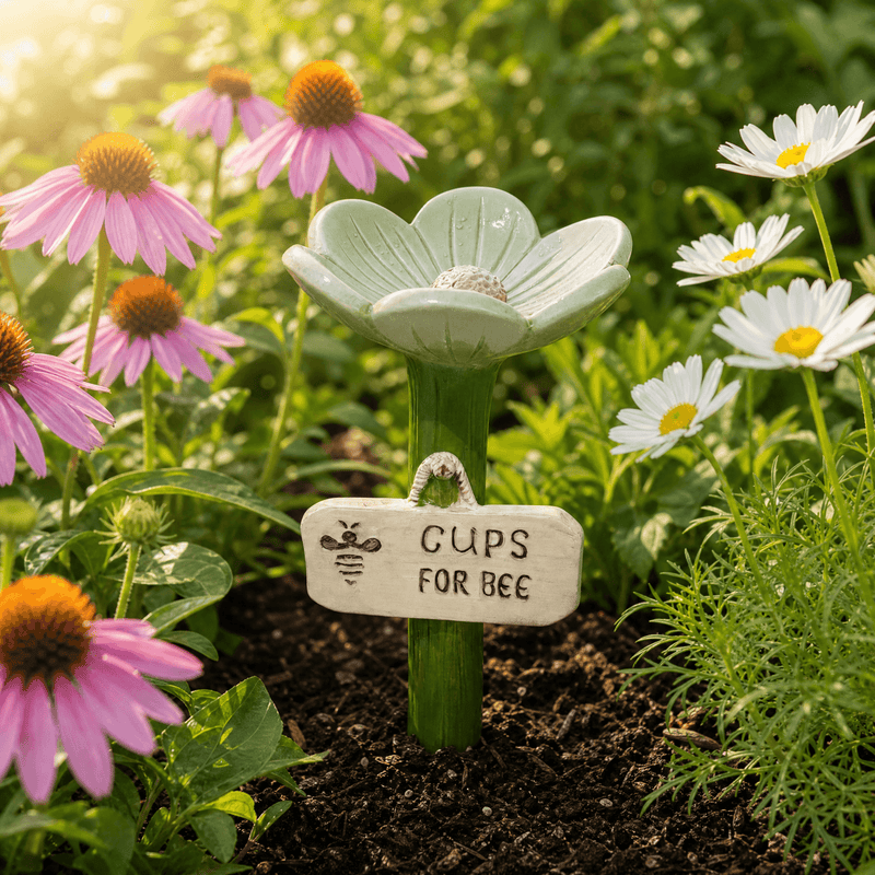 Flower-Shaped Bee & Butterfly Watering Garden Stake