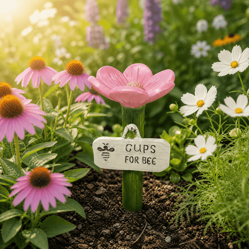 Flower-Shaped Bee & Butterfly Watering Garden Stake