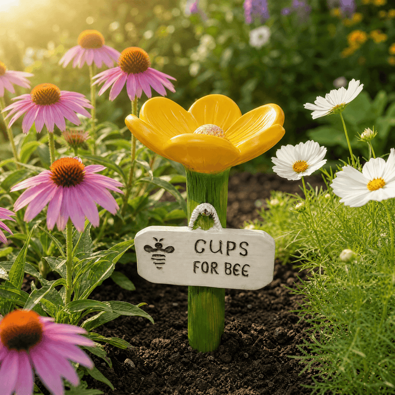 Flower-Shaped Bee & Butterfly Watering Garden Stake