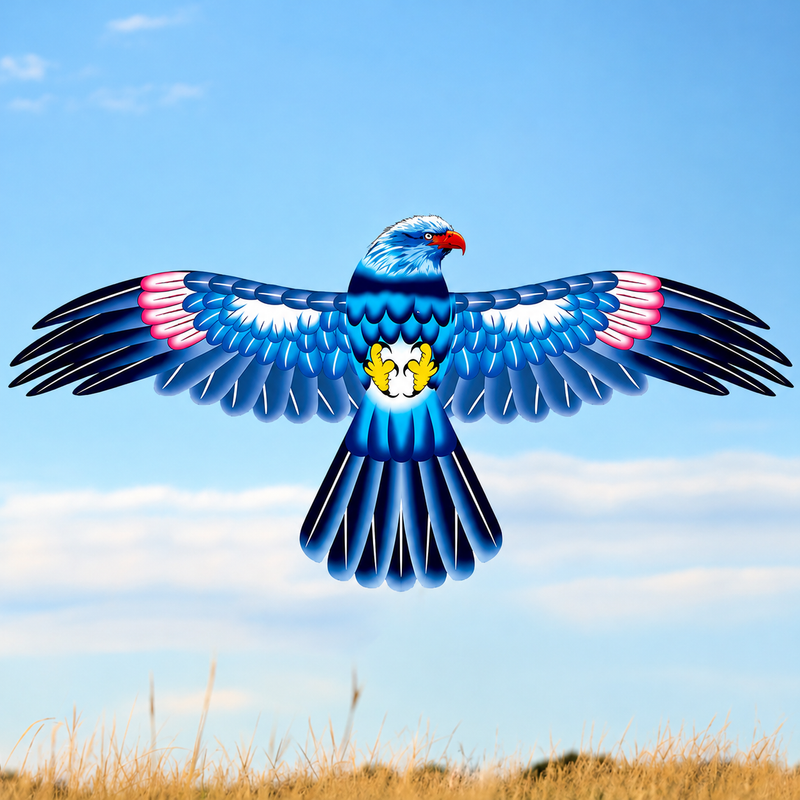 Parrot Kite with Large Colourful Wings and Long Tail Ribbons