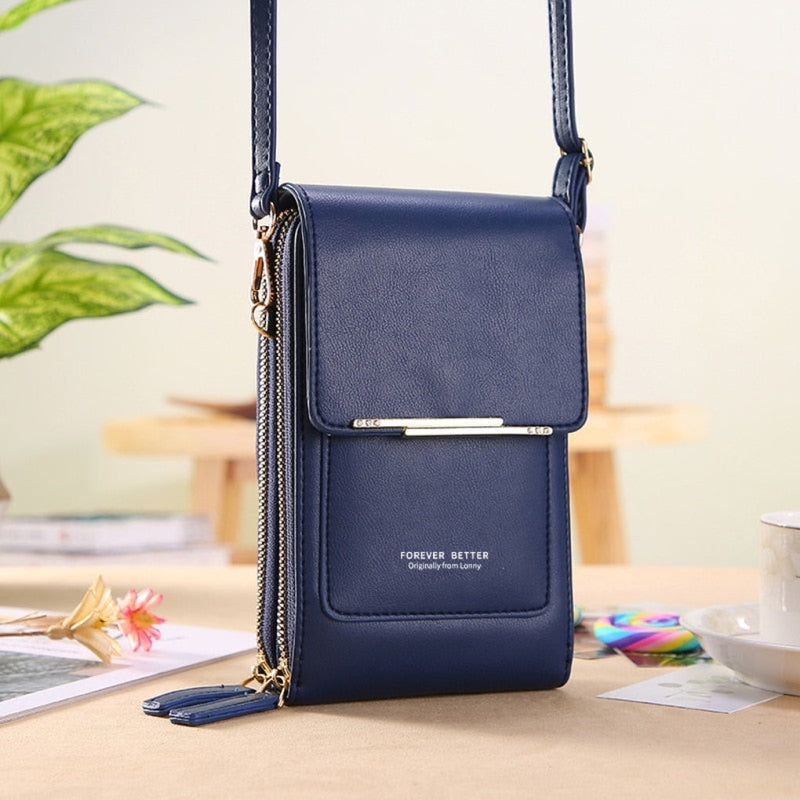 Touchscreen Phone Crossbody Shoulder Bag with Transparent Phone Pocket