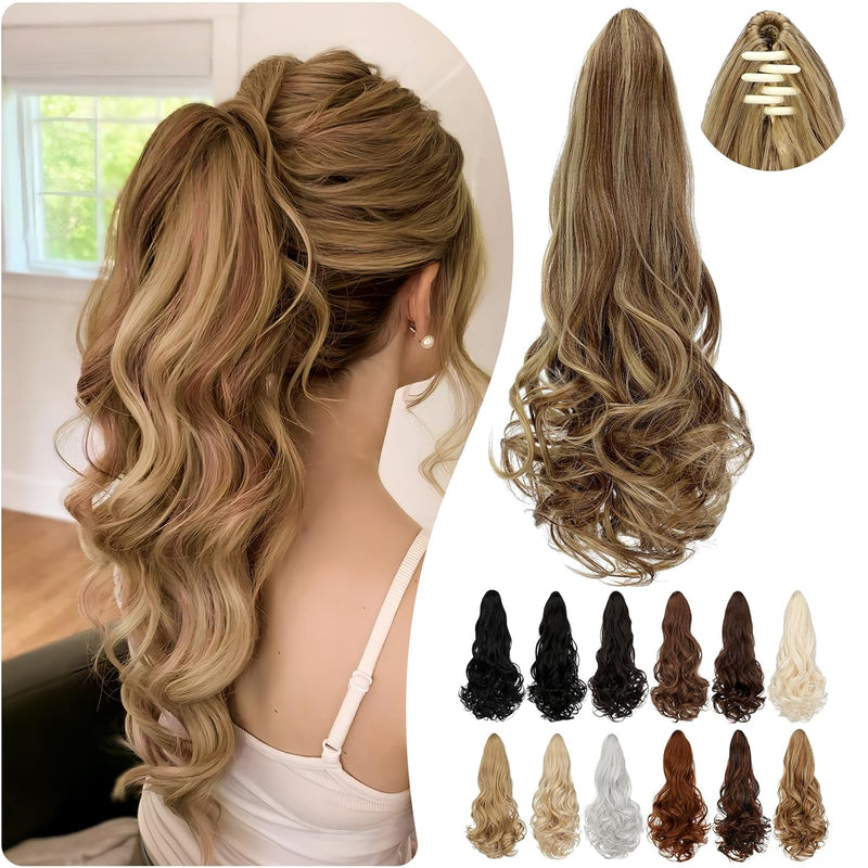 Ponytail Hair Extension with Synthetic Fibres and Claw Clip Attachment