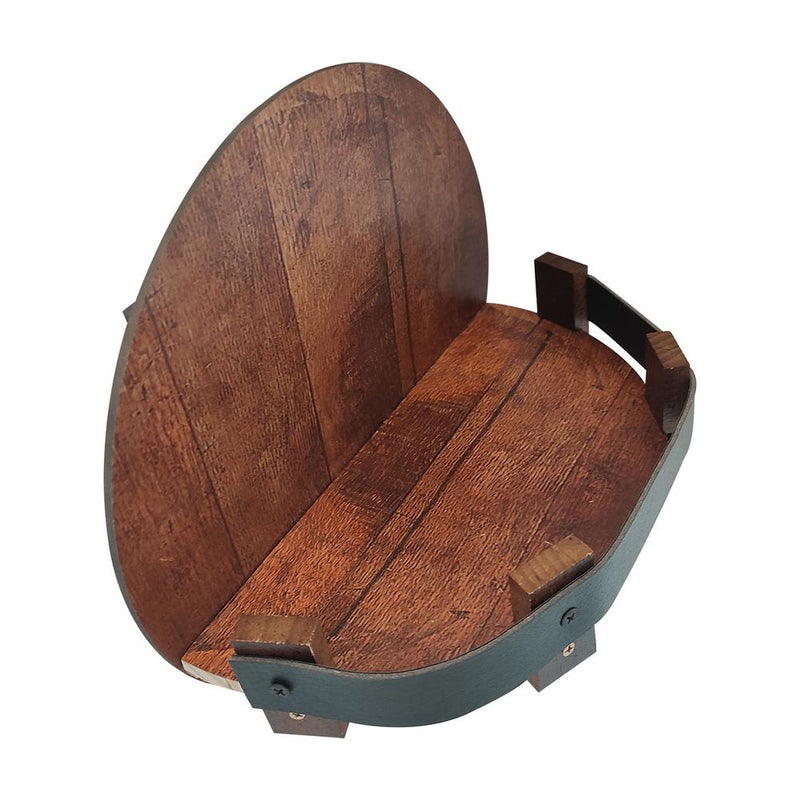 Rustic Oak Barrel Wall Shelf