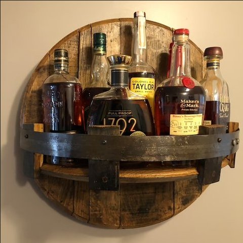 Rustic Oak Barrel Wall Shelf