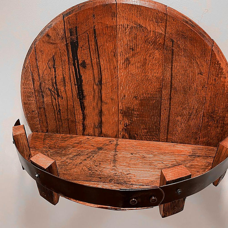 Rustic Oak Barrel Wall Shelf