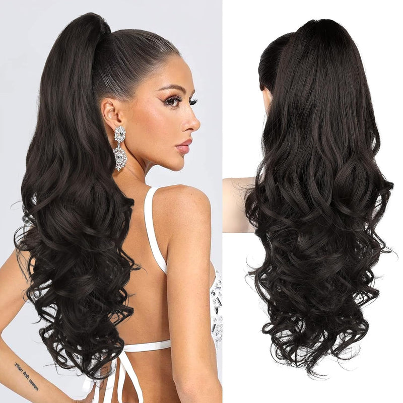 Ponytail Hair Extension with Synthetic Fibres and Claw Clip Attachment