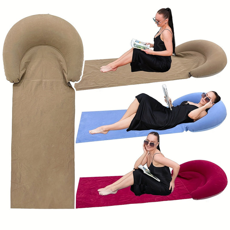 Comfortable Inflatable Beach Mat with Headrest for the Beach and Camping