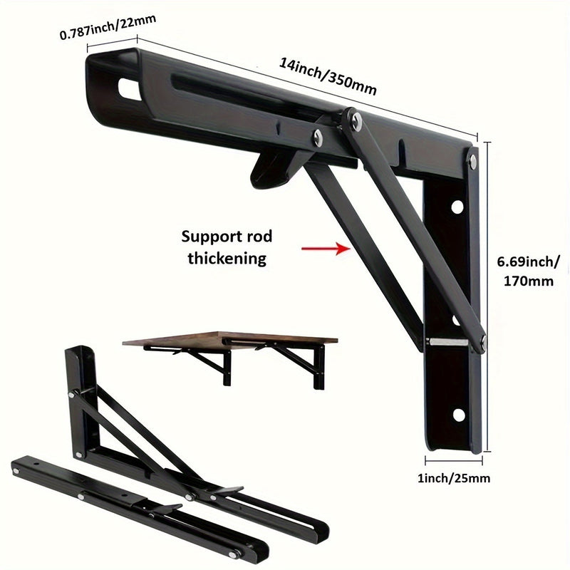 Pair of Heavy-Duty Steel Folding Shelf Brackets with Screws