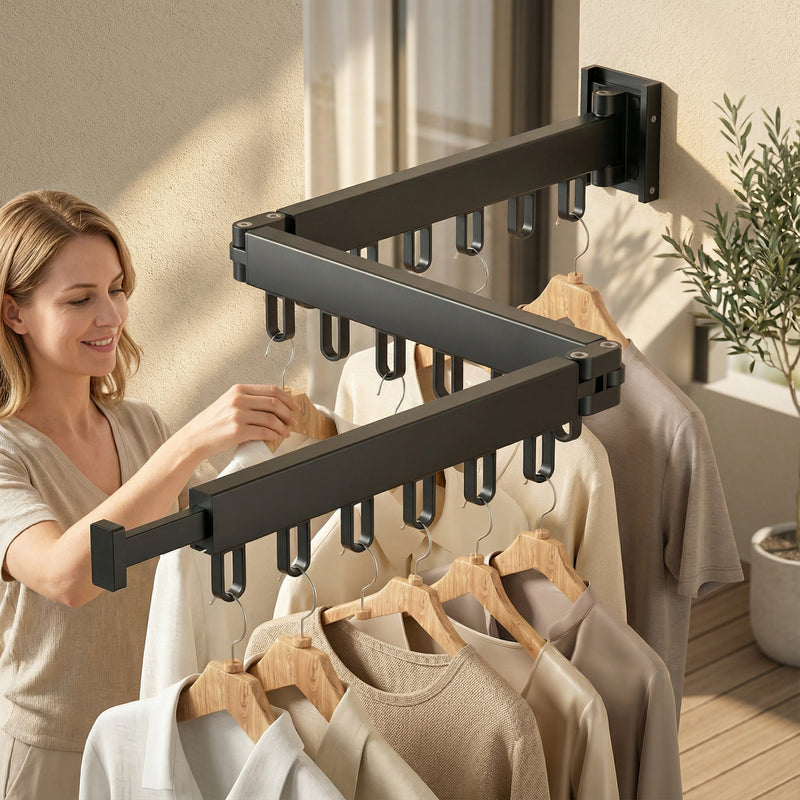 Retractable Wall Drying Rack for Clothes with Space-Saving and Sturdy Design