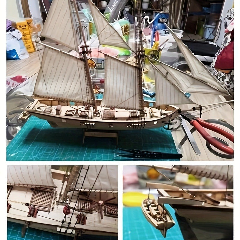 Wooden Sailing Ship Model Kit for Detailed 3D Puzzle Assembly and Display
