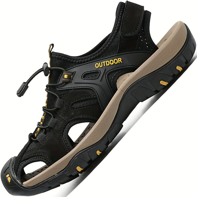 Men's Outdoor Walking Sandals with Closed Toe and Non-Slip Sole