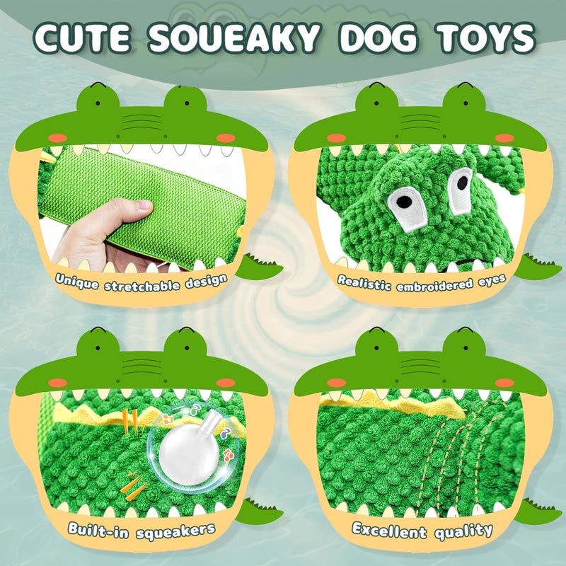 Sturdy Crocodile Dog Toy with Squeaker for Tug-of-War and Interactive Play
