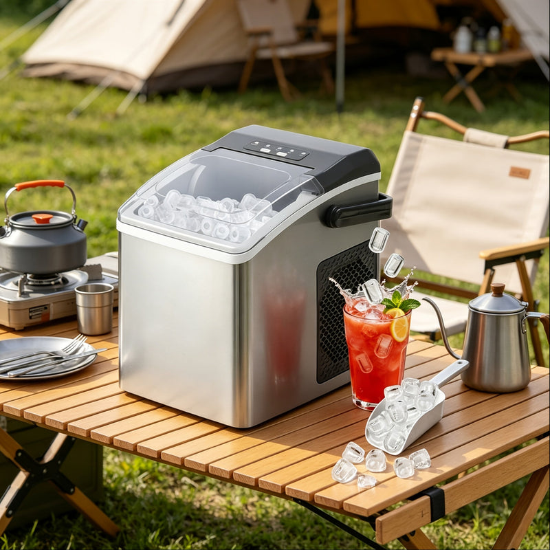 Compact Ice Cube Maker with Fast Ice Production for Home and On-the-Go