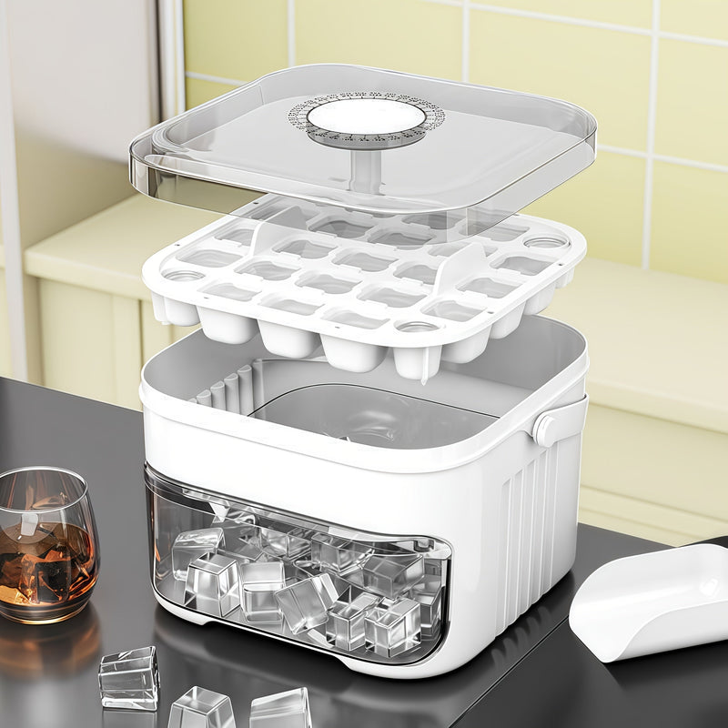 Double Ice Cube Tray with 50 Compartments and Press Mechanism for Easy Use