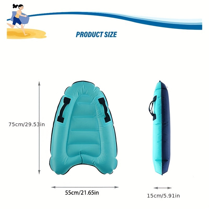 Inflatable Kickboard Surfboard for Pool and Beach with Handles