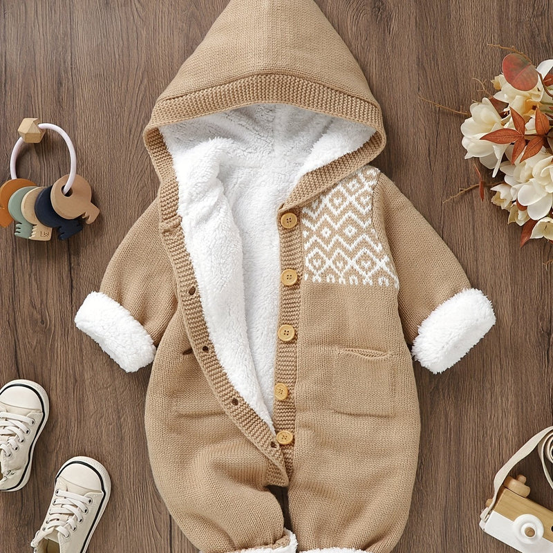 Baby knitted jumpsuit with hood – Warm and comfortable