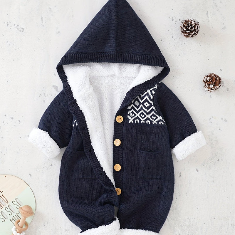 Baby knitted jumpsuit with hood – Warm and comfortable