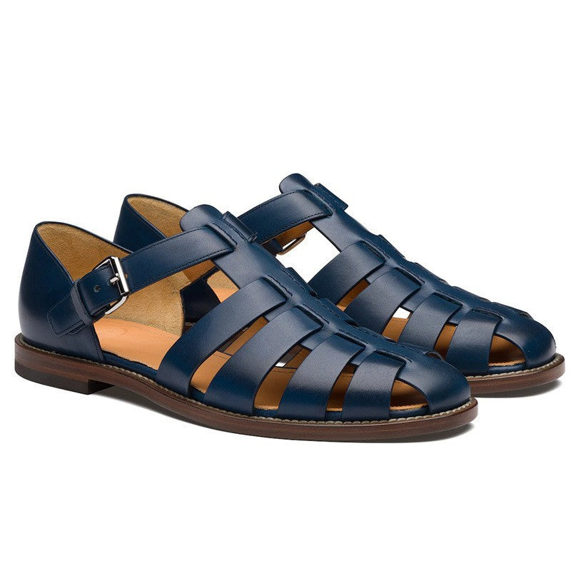 Men's Summer Sandals with Closed Toe and Adjustable Buckle