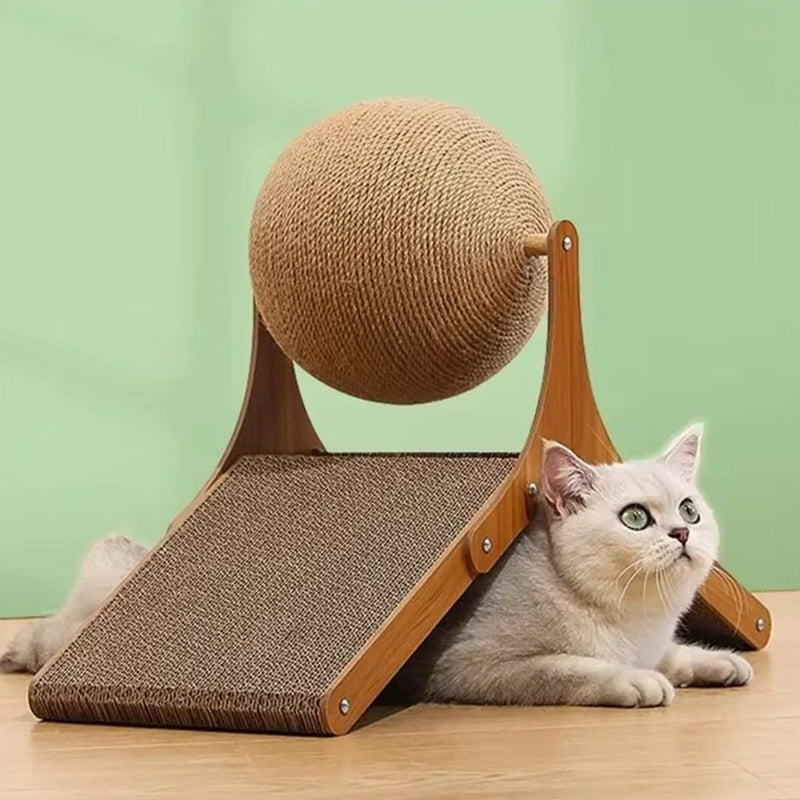 Interactive Cat Scratcher with Rotating Sisal Ball