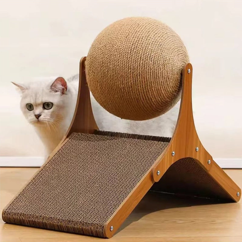 Interactive Cat Scratcher with Rotating Sisal Ball