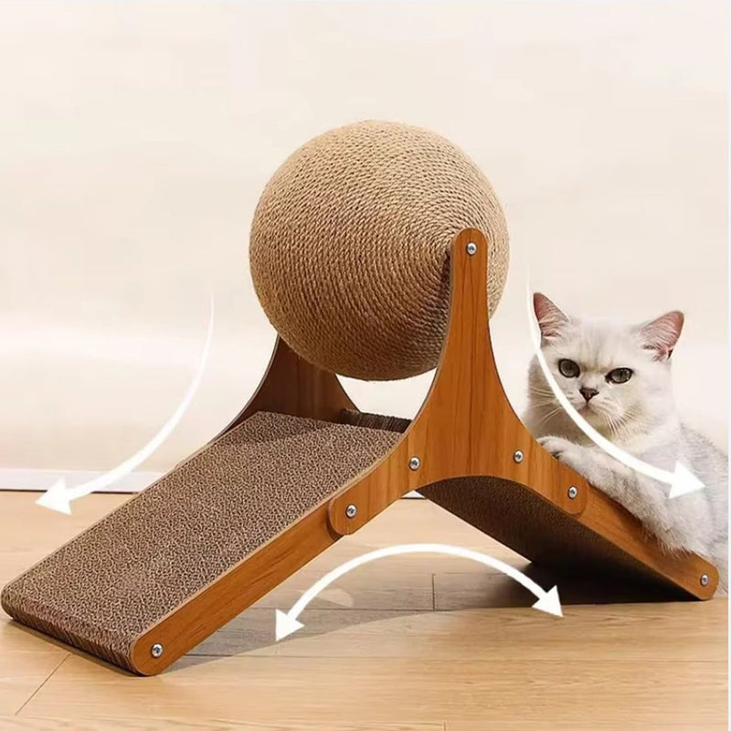 Interactive Cat Scratcher with Rotating Sisal Ball