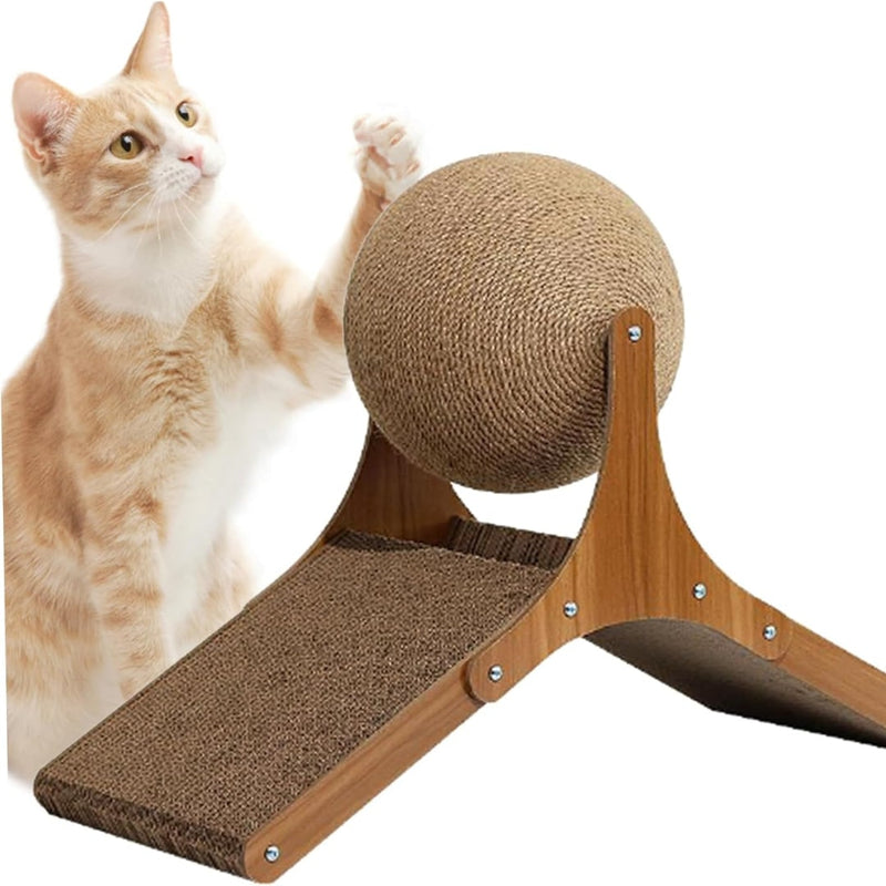 Interactive Cat Scratcher with Rotating Sisal Ball