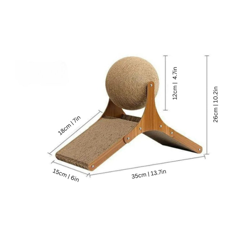 Interactive Cat Scratcher with Rotating Sisal Ball