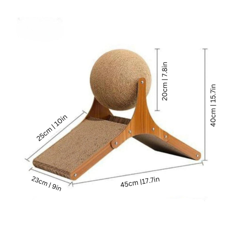 Interactive Cat Scratcher with Rotating Sisal Ball