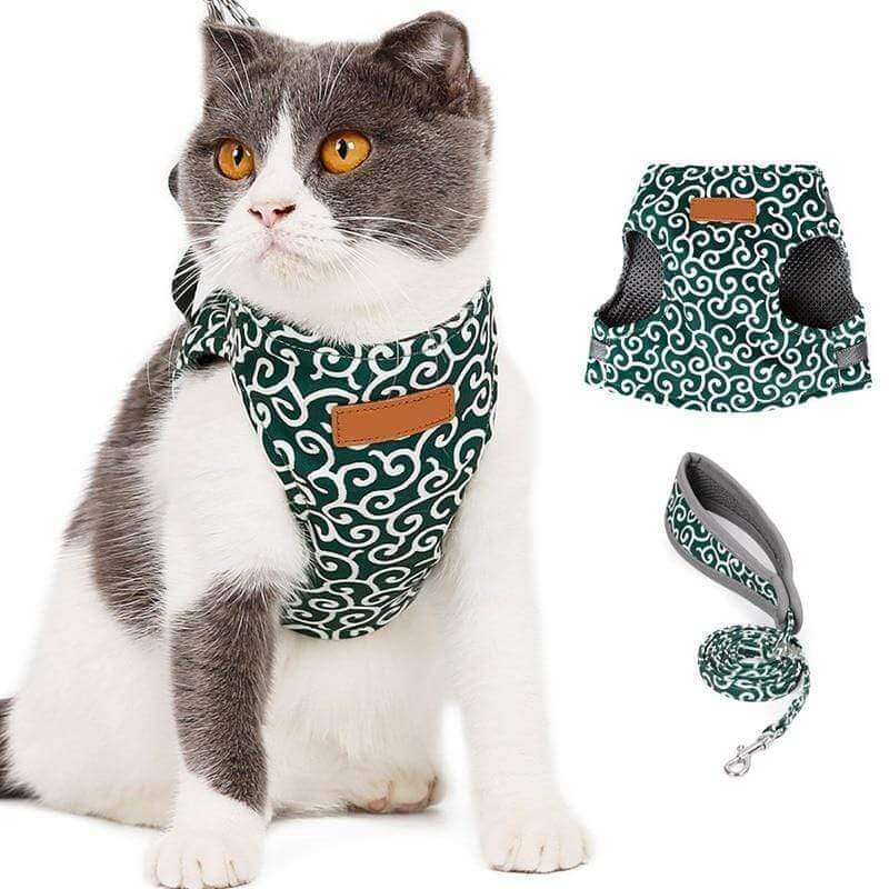 Cat Harness and Leash Set with Adjustable Straps and Mesh Padding