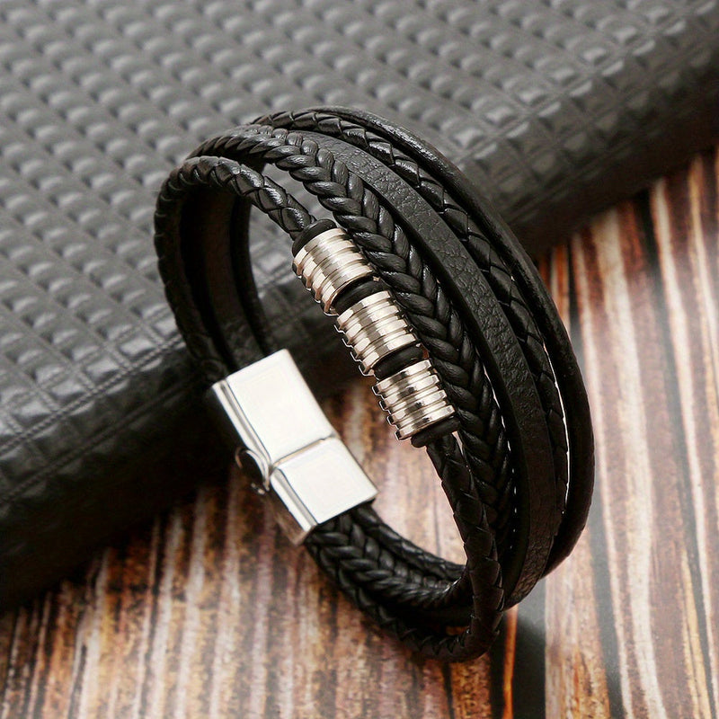 Refined Woven Leather Bracelet - For the Stylish Man