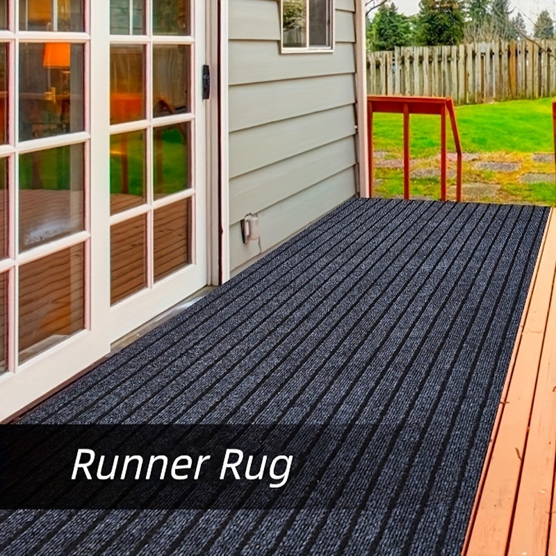 Ribbed Hallway Runner Rug with Rubber Backing and Low Pile Finish
