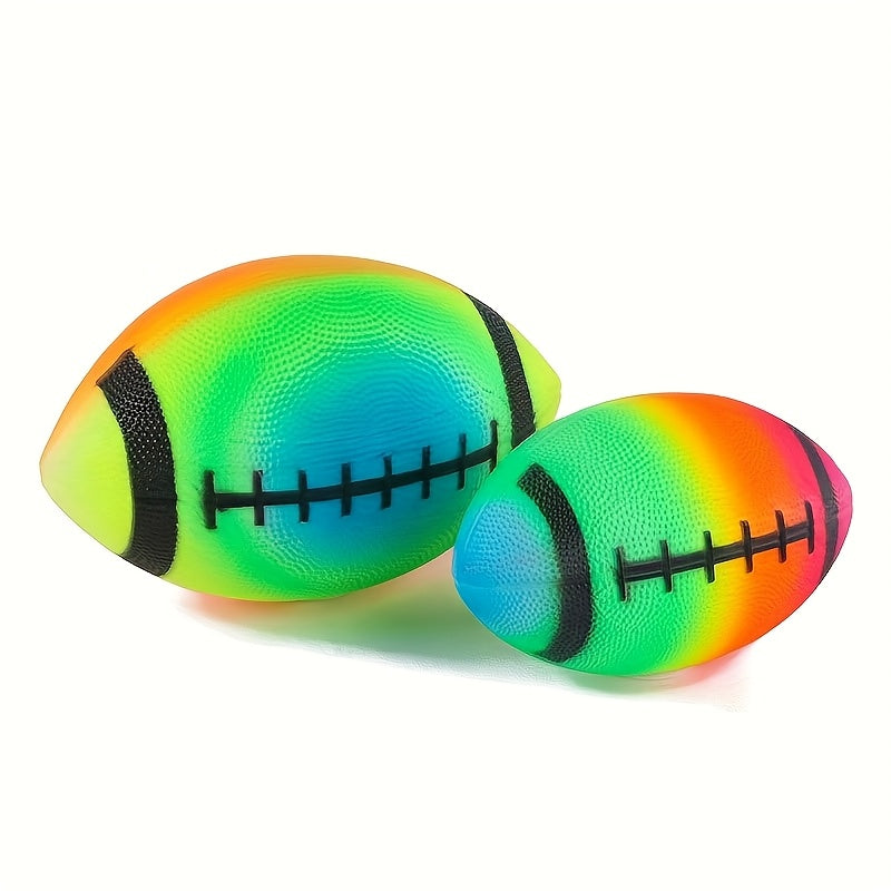 Colourful Rainbow Rugby Ball for Outdoor Play and Active Games