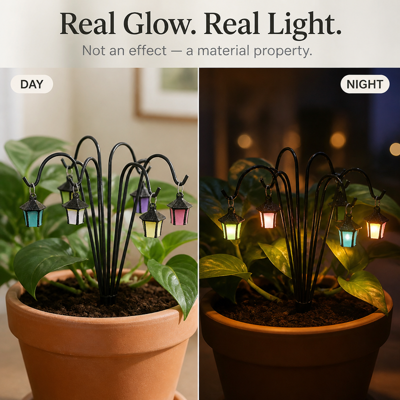 Luminous Mini Lantern Plant Stakes – 7 Piece Set