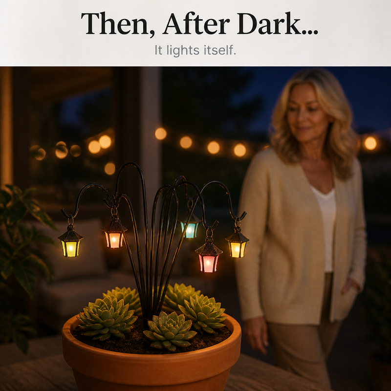 Luminous Mini Lantern Plant Stakes – 7 Piece Set