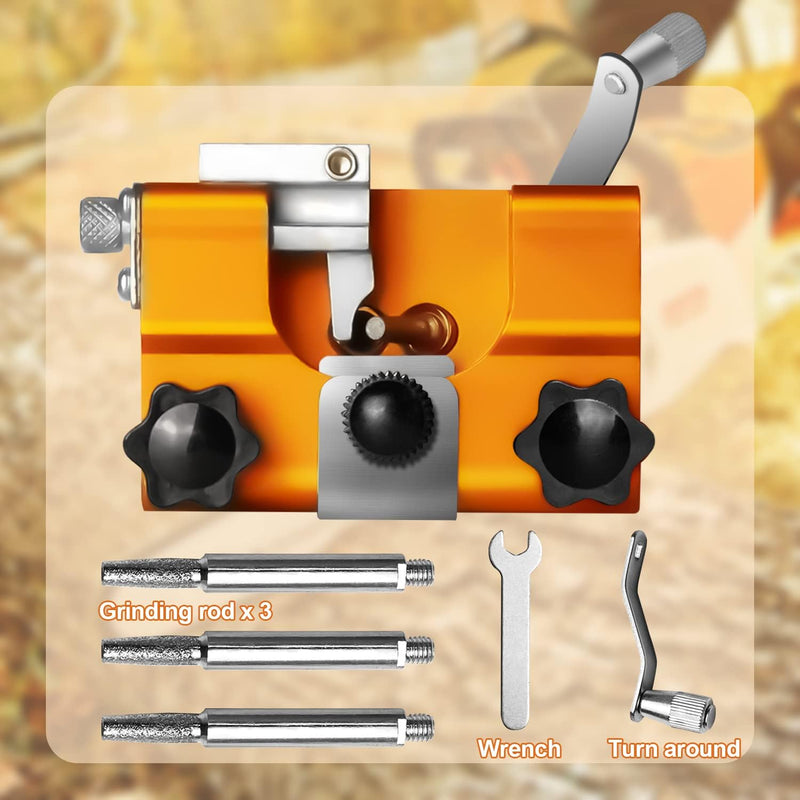 Portable Manual Chainsaw Sharpener with Adjustable Hand-Crank Sharpening Jig