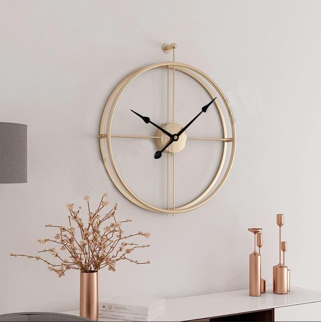 Interior & Decoration Large Wall Clock with Geometric Metal Design and Silent Mechanism