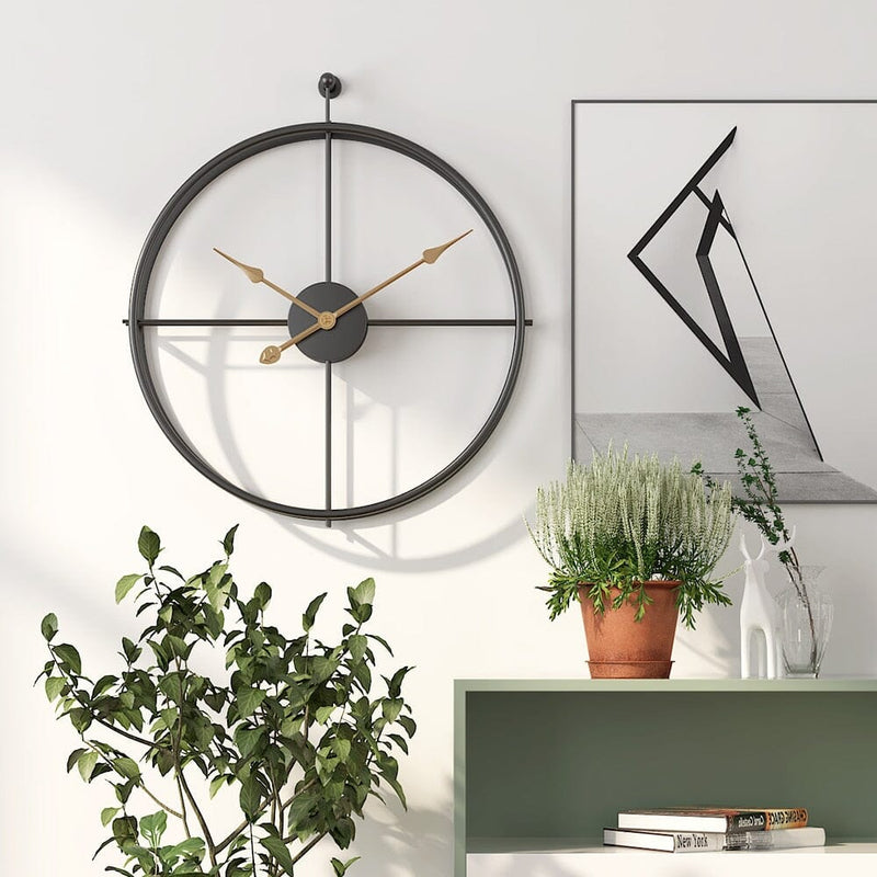 Interior & Decoration Large Wall Clock with Geometric Metal Design and Silent Mechanism