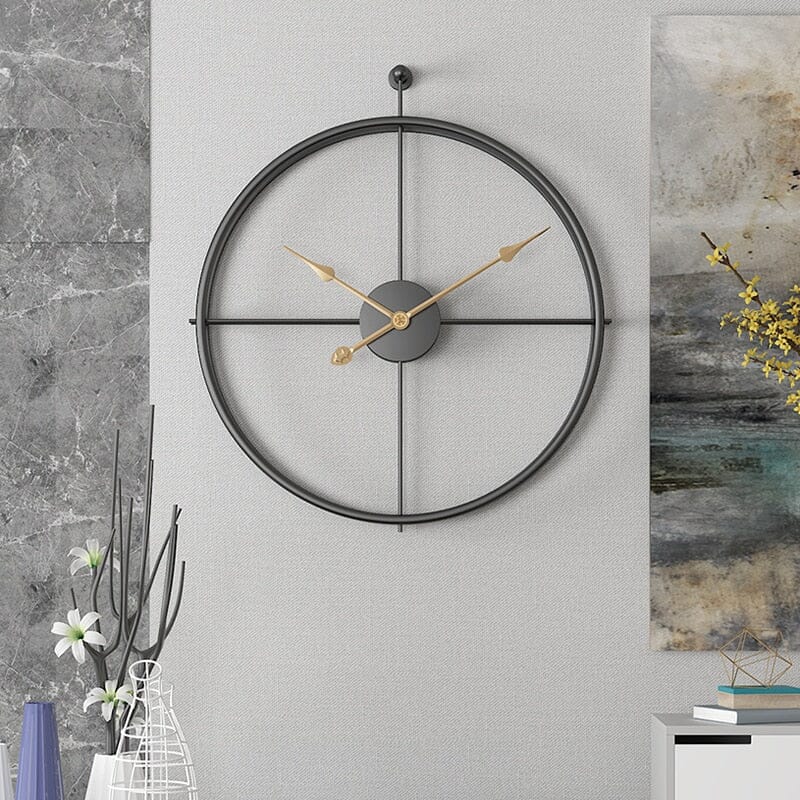 Interior & Decoration Large Wall Clock with Geometric Metal Design and Silent Mechanism
