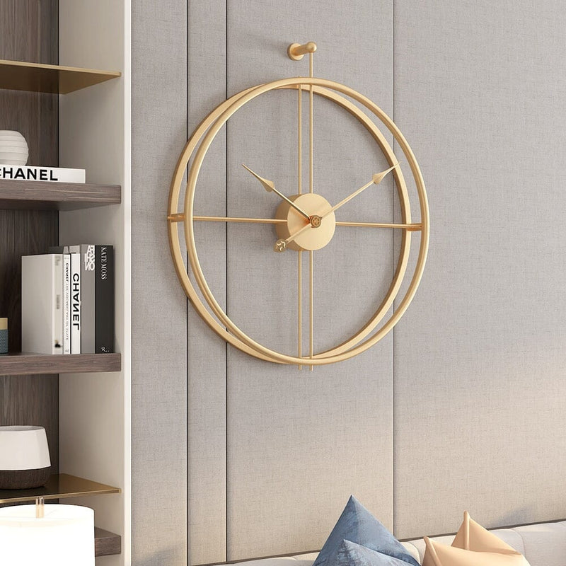 Interior & Decoration Large Wall Clock with Geometric Metal Design and Silent Mechanism
