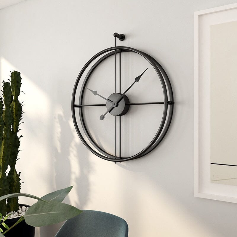Interior & Decoration Large Wall Clock with Geometric Metal Design and Silent Mechanism