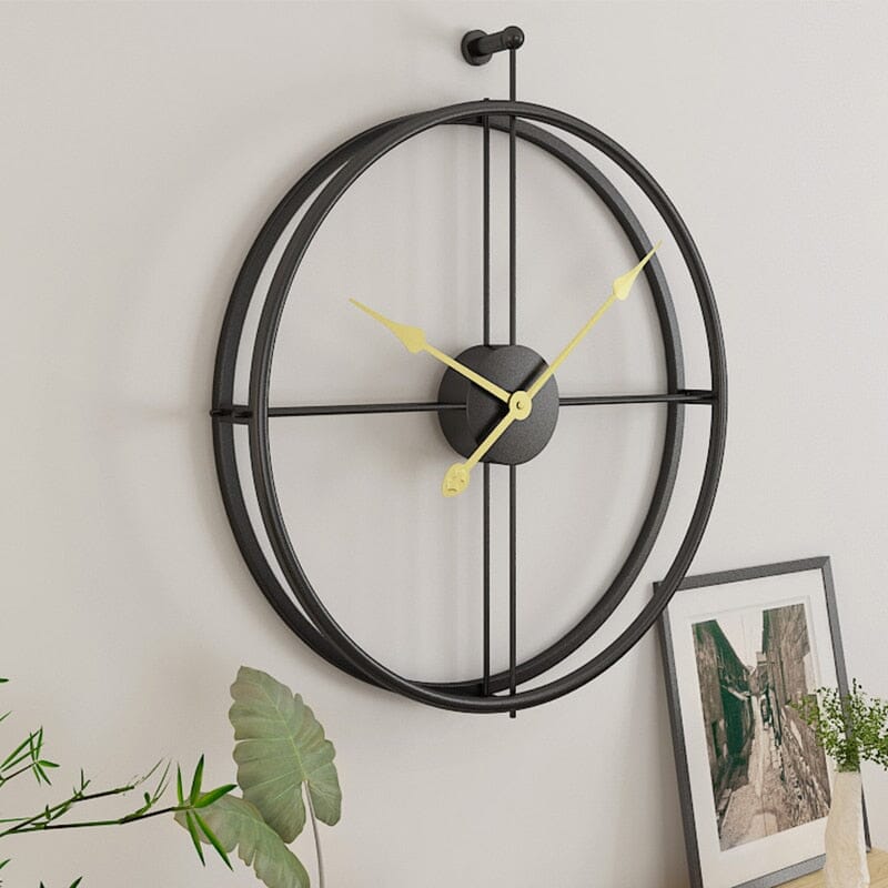 Interior & Decoration Large Wall Clock with Geometric Metal Design and Silent Mechanism