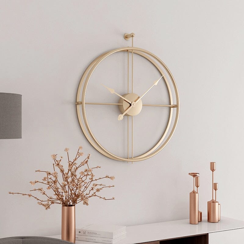 Interior & Decoration Large Wall Clock with Geometric Metal Design and Silent Mechanism